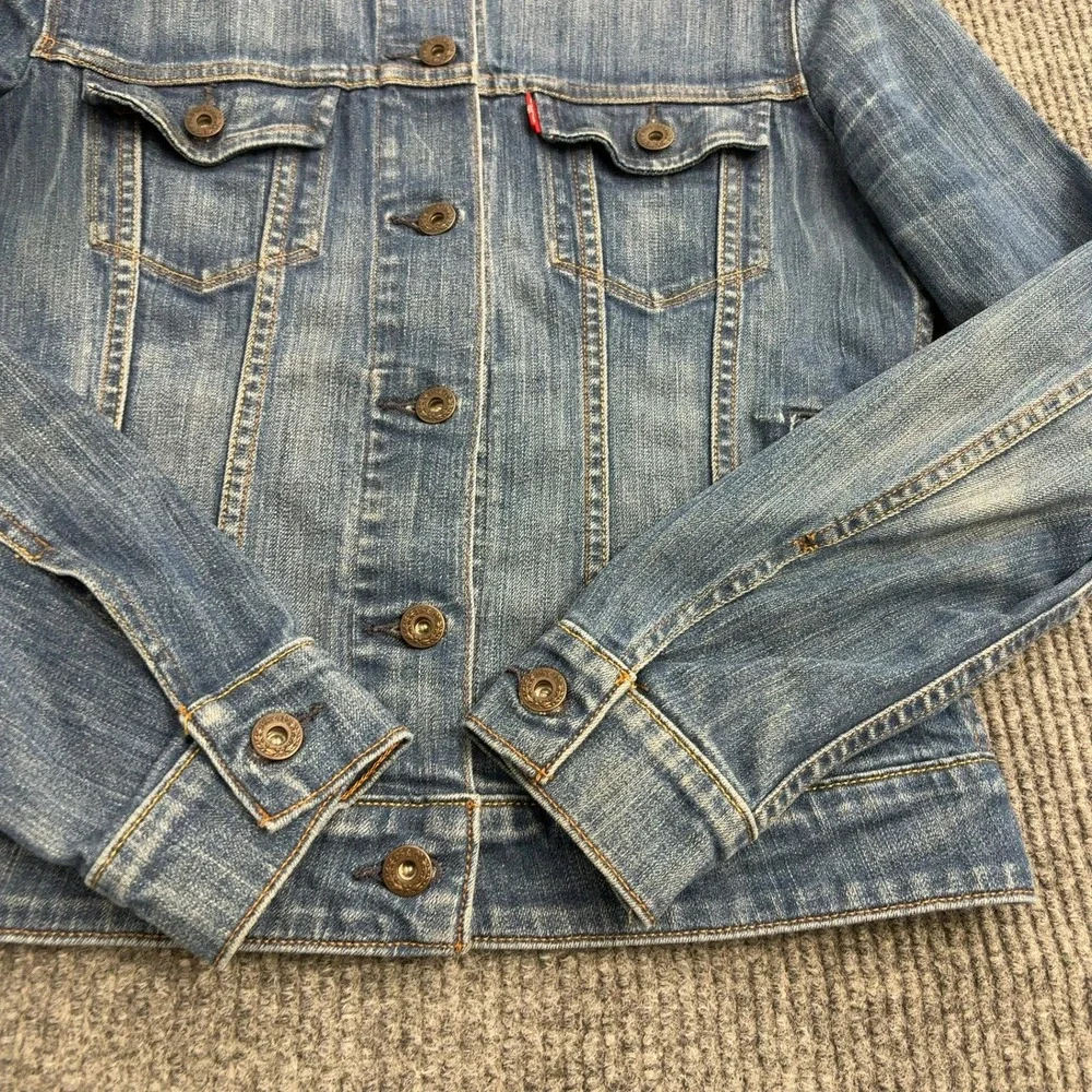 Levi's Denim Jacket Womens S Blue Cotton Blend‎ Stretch Trucker Classic Style